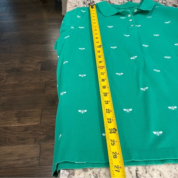 Lands’ End Women’s 1X Green Polo Knit Short Sleeve Shirt with White Bees - Picture 6 of 6